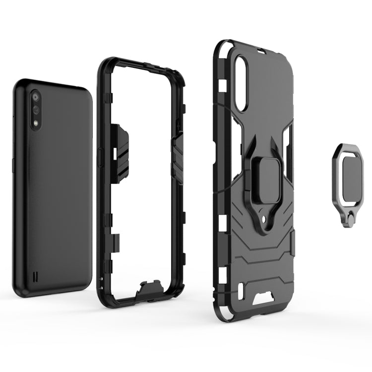 For Samsung Galaxy M01 Shockproof PC + TPU Protective Case with Magnetic Ring Holder