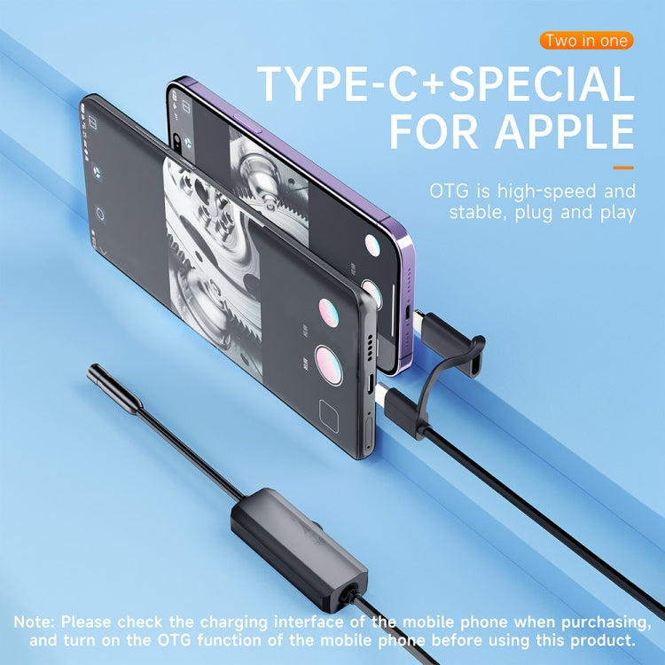 AN112 2 in 1 USB-C / Type-C + 8 Pin Interface 8mm HD Industry Endoscope, Length:2m Soft Tube