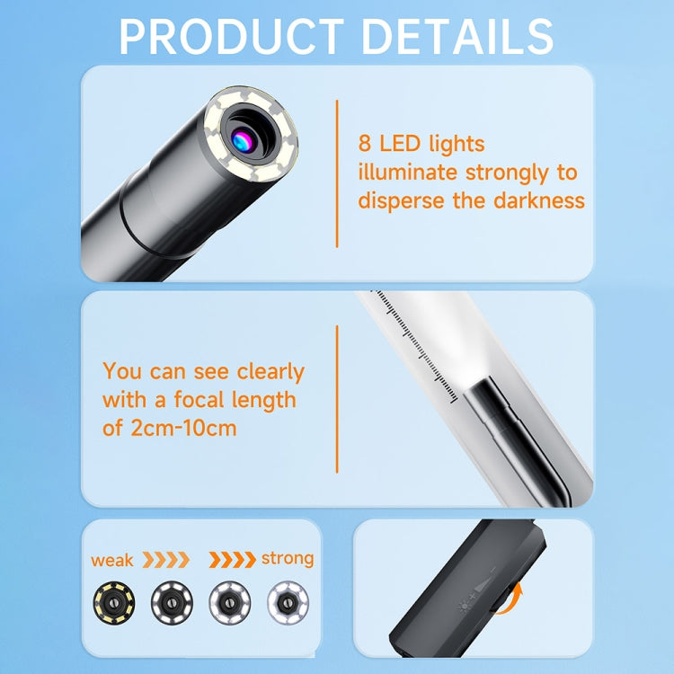 AN112 2 in 1 USB-C / Type-C + 8 Pin Interface 8mm HD Industry Endoscope, Length:2m Soft Tube