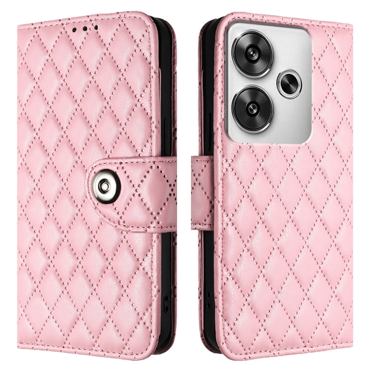 For Xiaomi Poco F6 5G Rhombic Texture Flip Leather Phone Case with Lanyard