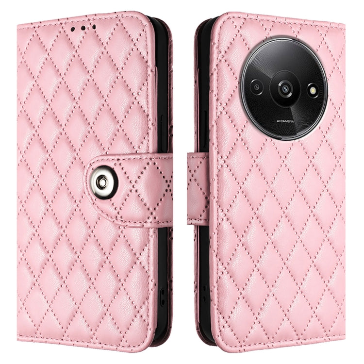 For Xiaomi Poco C61 Rhombic Texture Flip Leather Phone Case with Lanyard