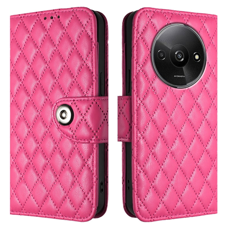 For Xiaomi Poco C61 Rhombic Texture Flip Leather Phone Case with Lanyard