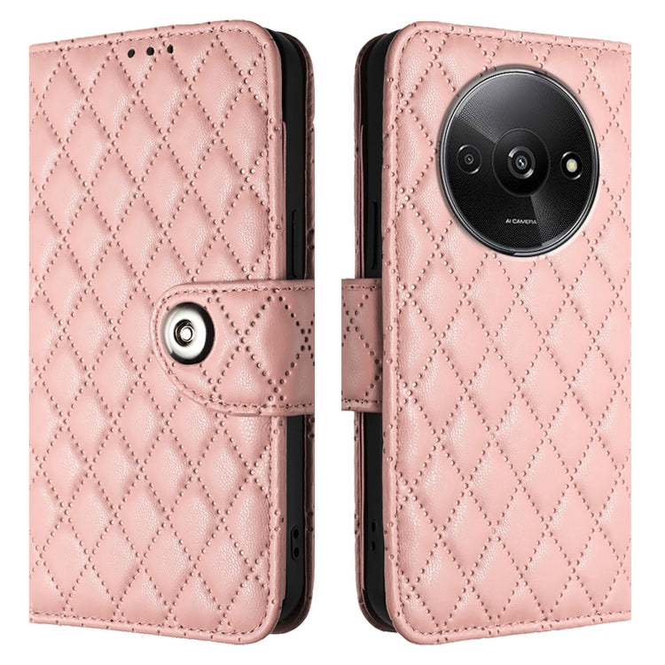 For Xiaomi Poco C61 Rhombic Texture Flip Leather Phone Case with Lanyard