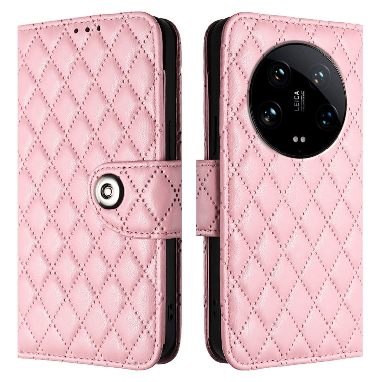 For Xiaomi 14 Ultra Rhombic Texture Flip Leather Phone Case with Lanyard