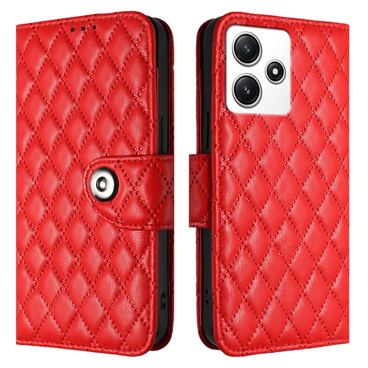 For Xiaomi Poco M6 Pro 5G Rhombic Texture Flip Leather Phone Case with Lanyard
