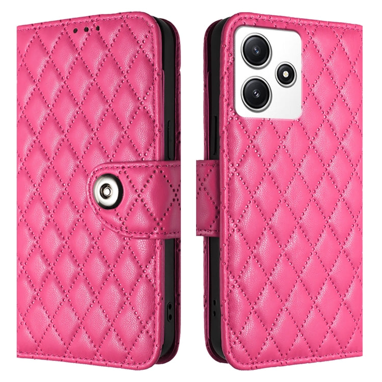For Xiaomi Poco M6 Pro 5G Rhombic Texture Flip Leather Phone Case with Lanyard