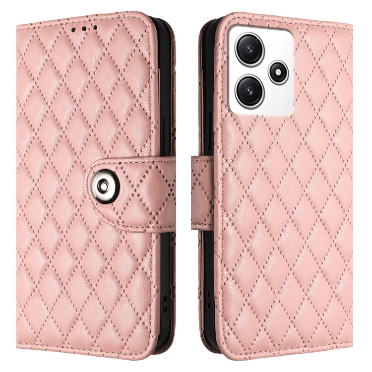 For Xiaomi Poco M6 Pro 5G Rhombic Texture Flip Leather Phone Case with Lanyard
