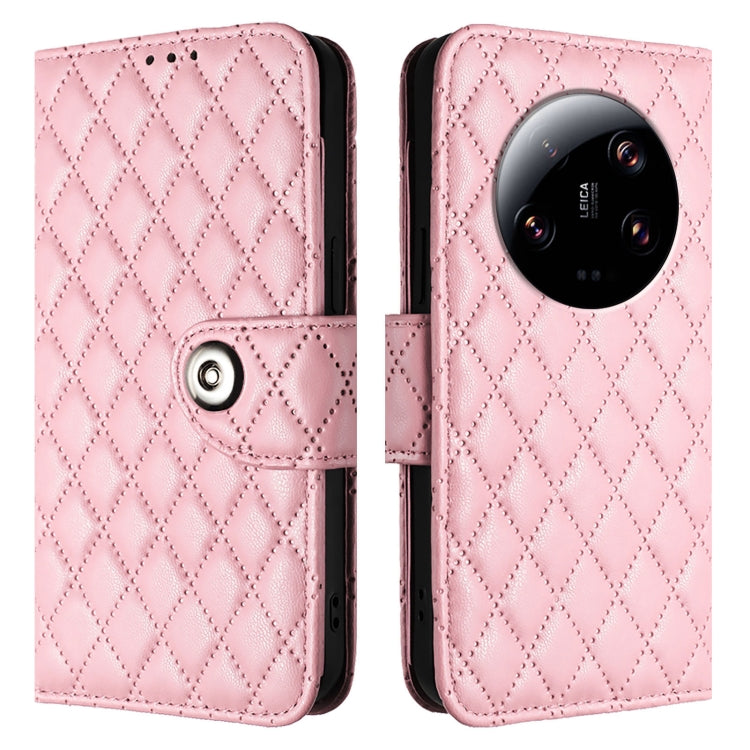 For Xiaomi 13 Ultra Rhombic Texture Flip Leather Phone Case with Lanyard