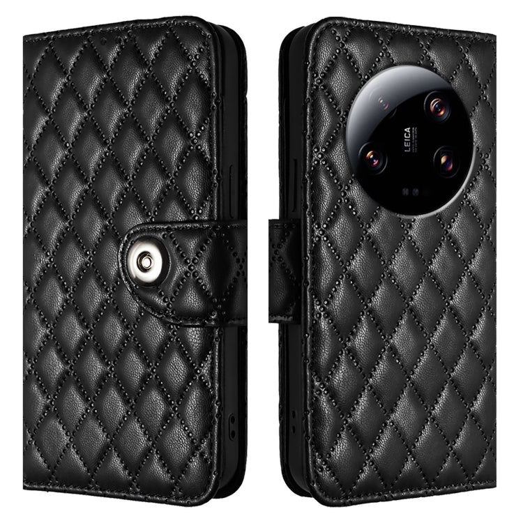 For Xiaomi 13 Ultra Rhombic Texture Flip Leather Phone Case with Lanyard