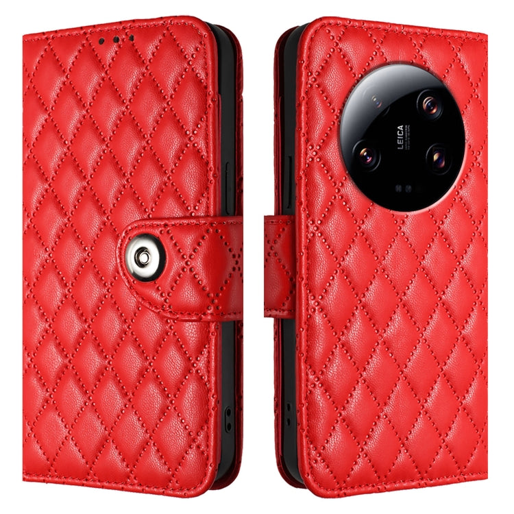For Xiaomi 13 Ultra Rhombic Texture Flip Leather Phone Case with Lanyard
