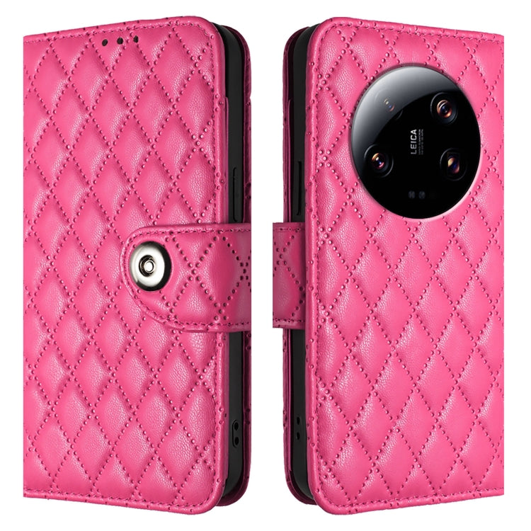 For Xiaomi 13 Ultra Rhombic Texture Flip Leather Phone Case with Lanyard