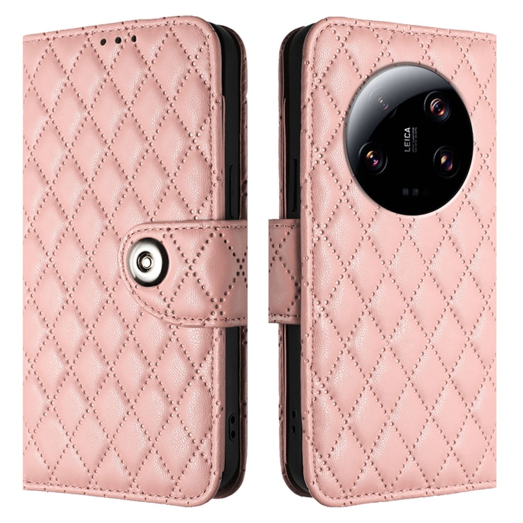 For Xiaomi 13 Ultra Rhombic Texture Flip Leather Phone Case with Lanyard