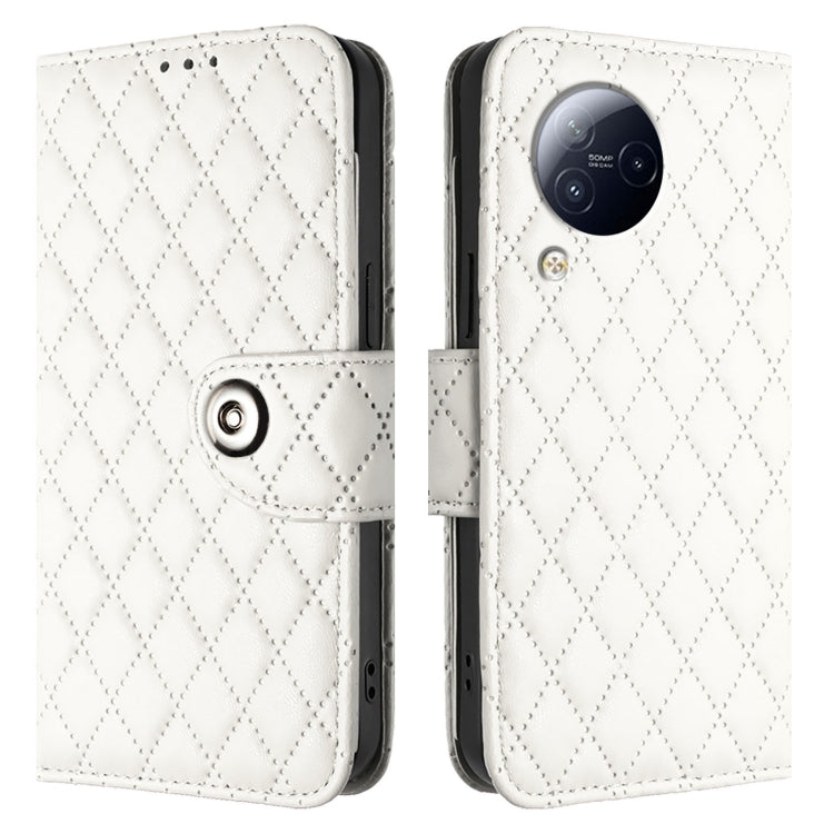 For Xiaomi Civi 3 Rhombic Texture Flip Leather Phone Case with Lanyard
