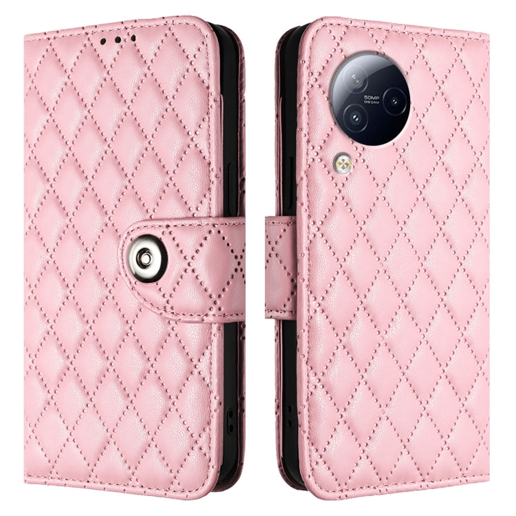 For Xiaomi Civi 3 Rhombic Texture Flip Leather Phone Case with Lanyard