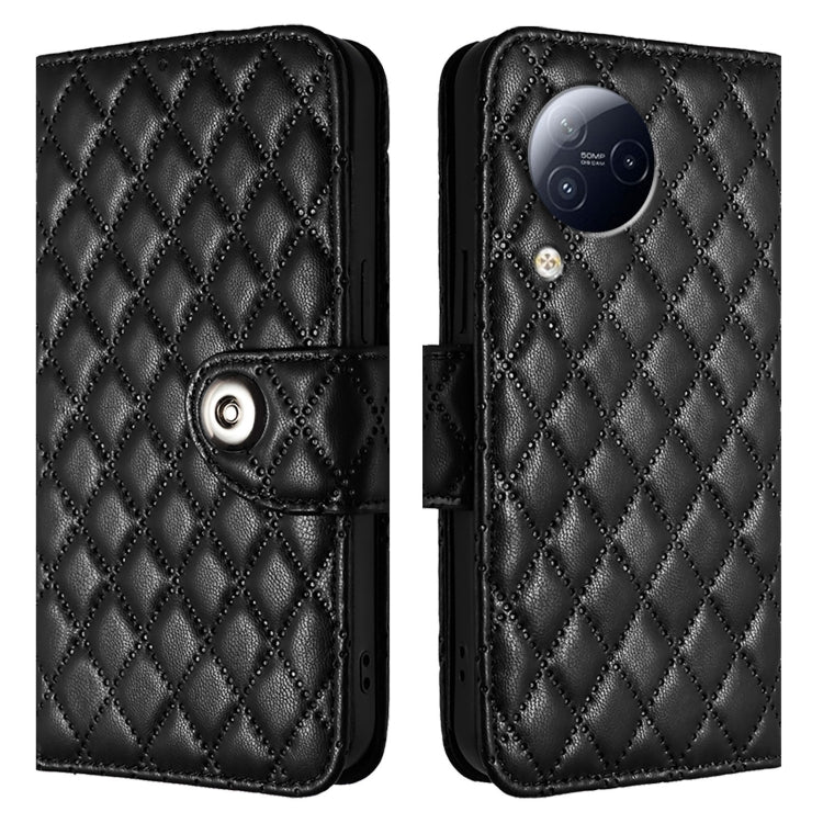 For Xiaomi Civi 3 Rhombic Texture Flip Leather Phone Case with Lanyard