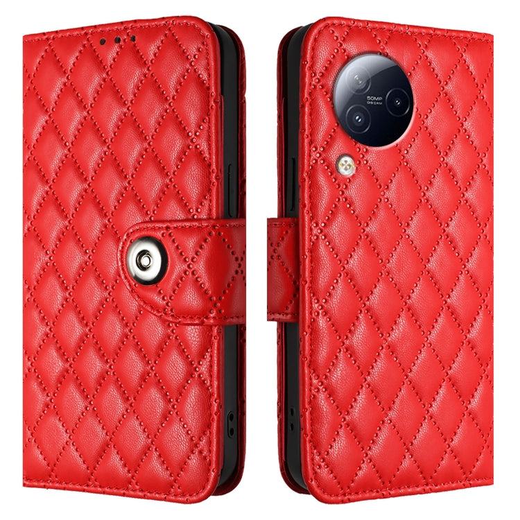 For Xiaomi Civi 3 Rhombic Texture Flip Leather Phone Case with Lanyard