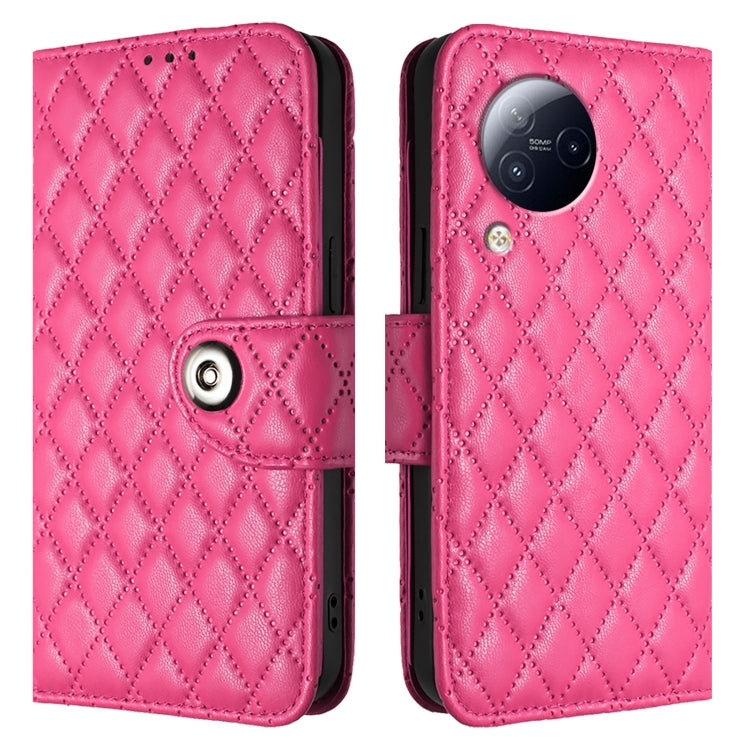 For Xiaomi Civi 3 Rhombic Texture Flip Leather Phone Case with Lanyard