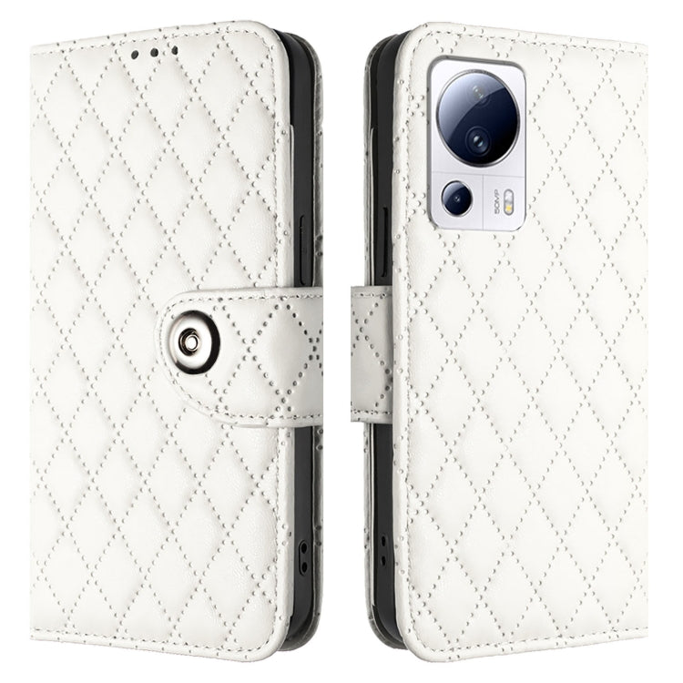 For Xiaomi 13 Lite / Civi 2 Rhombic Texture Flip Leather Phone Case with Lanyard