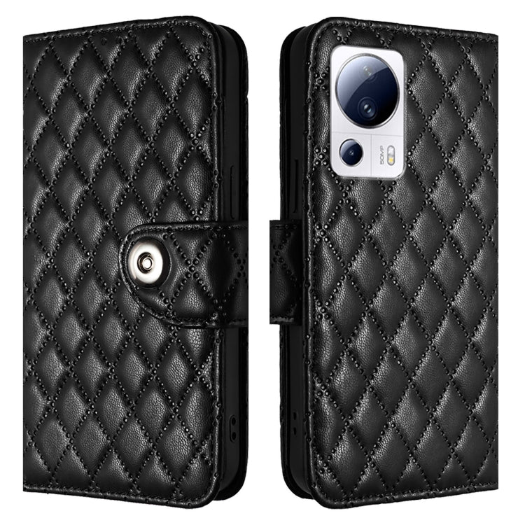 For Xiaomi 13 Lite / Civi 2 Rhombic Texture Flip Leather Phone Case with Lanyard