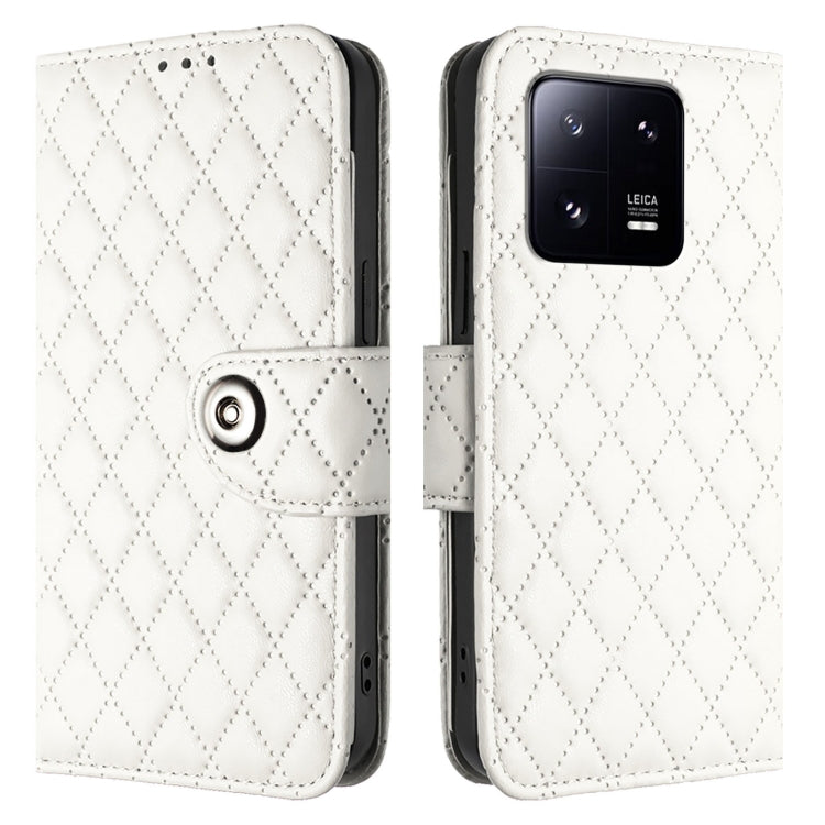 For Xiaomi 13 Pro Rhombic Texture Flip Leather Phone Case with Lanyard