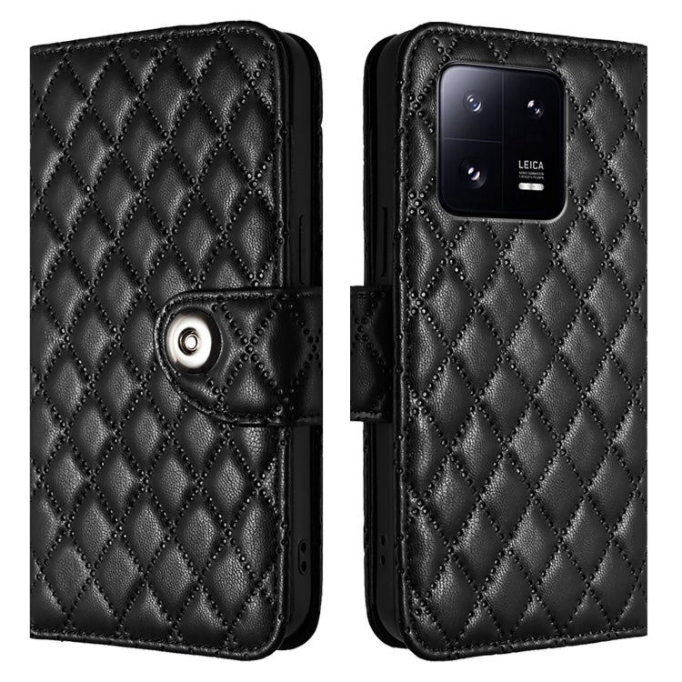 For Xiaomi 13 Pro Rhombic Texture Flip Leather Phone Case with Lanyard