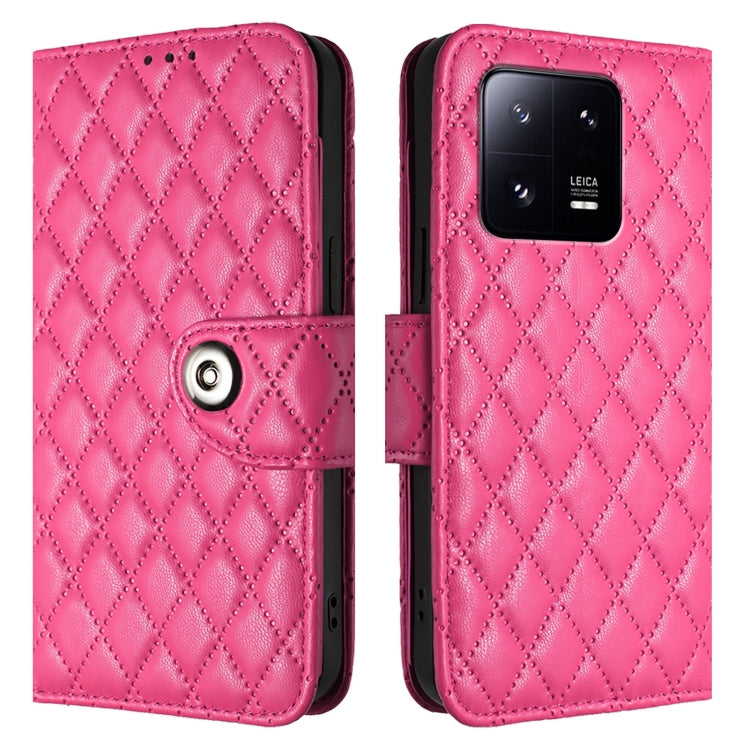 For Xiaomi 13 Pro Rhombic Texture Flip Leather Phone Case with Lanyard