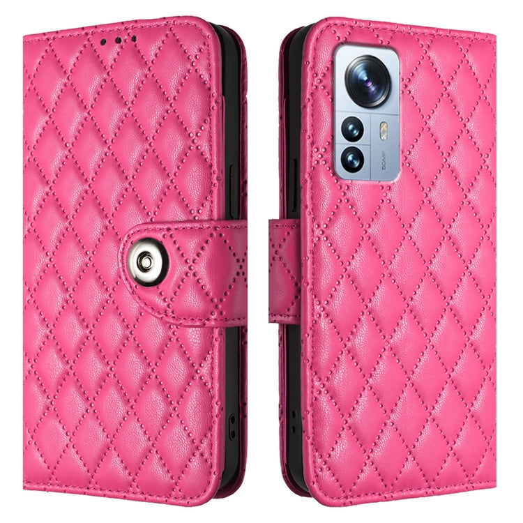 For Xiaomi 12 Pro / 12S Pro Rhombic Texture Flip Leather Phone Case with Lanyard