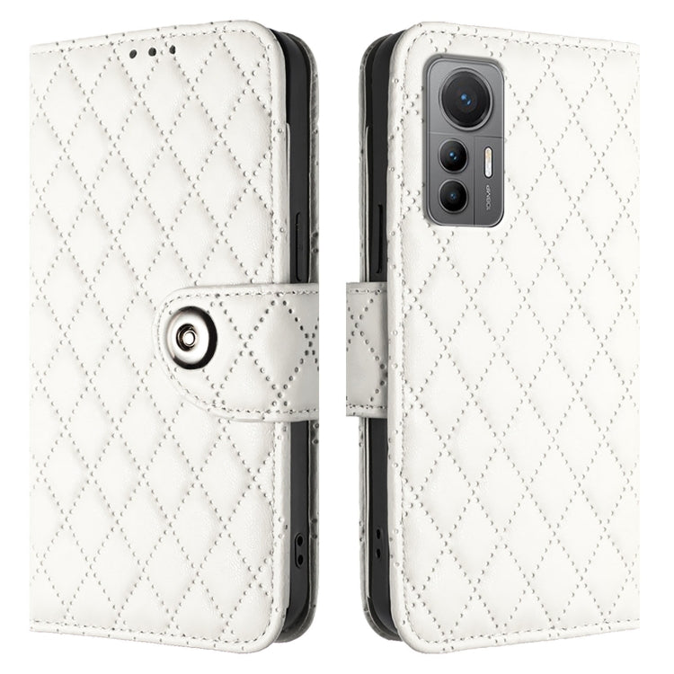 For Xiaomi 12 Lite Rhombic Texture Flip Leather Phone Case with Lanyard