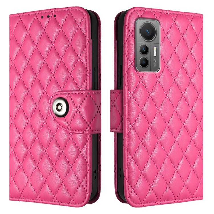 For Xiaomi 12 Lite Rhombic Texture Flip Leather Phone Case with Lanyard