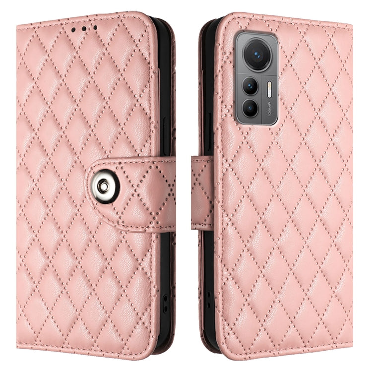 For Xiaomi 12 Lite Rhombic Texture Flip Leather Phone Case with Lanyard