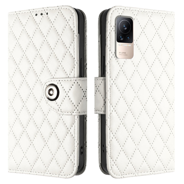 For Xiaomi Civi 1S Rhombic Texture Flip Leather Phone Case with Lanyard