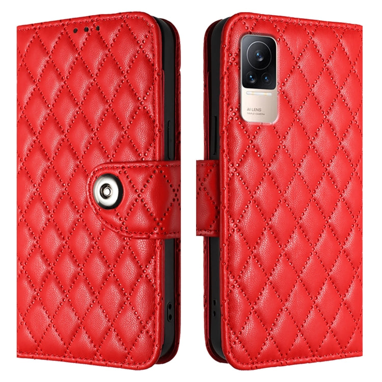 For Xiaomi Civi 1S Rhombic Texture Flip Leather Phone Case with Lanyard
