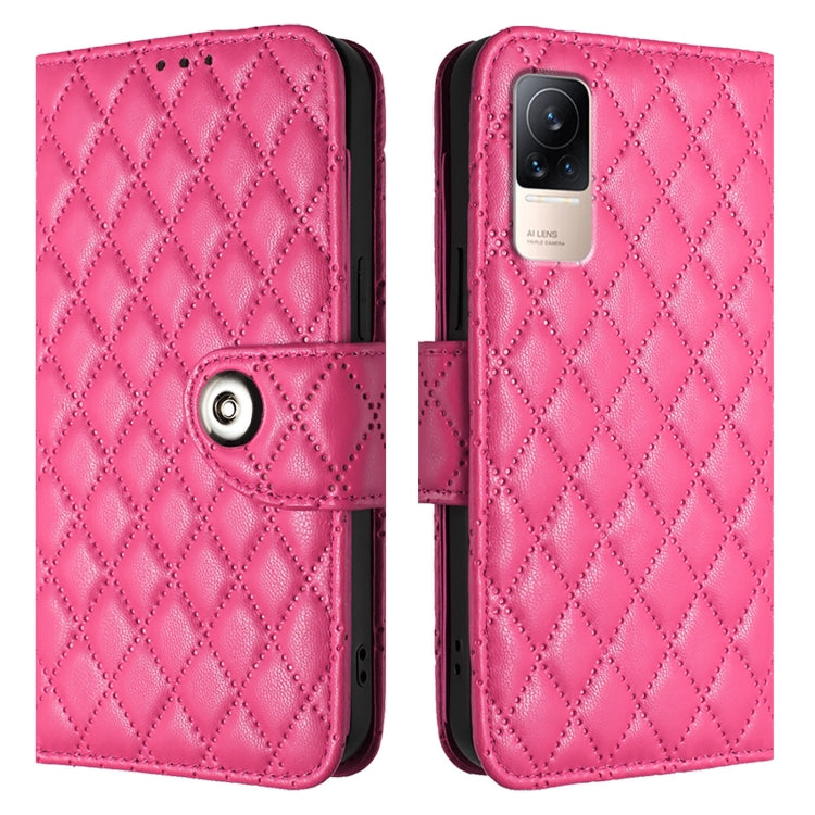 For Xiaomi Civi 1S Rhombic Texture Flip Leather Phone Case with Lanyard