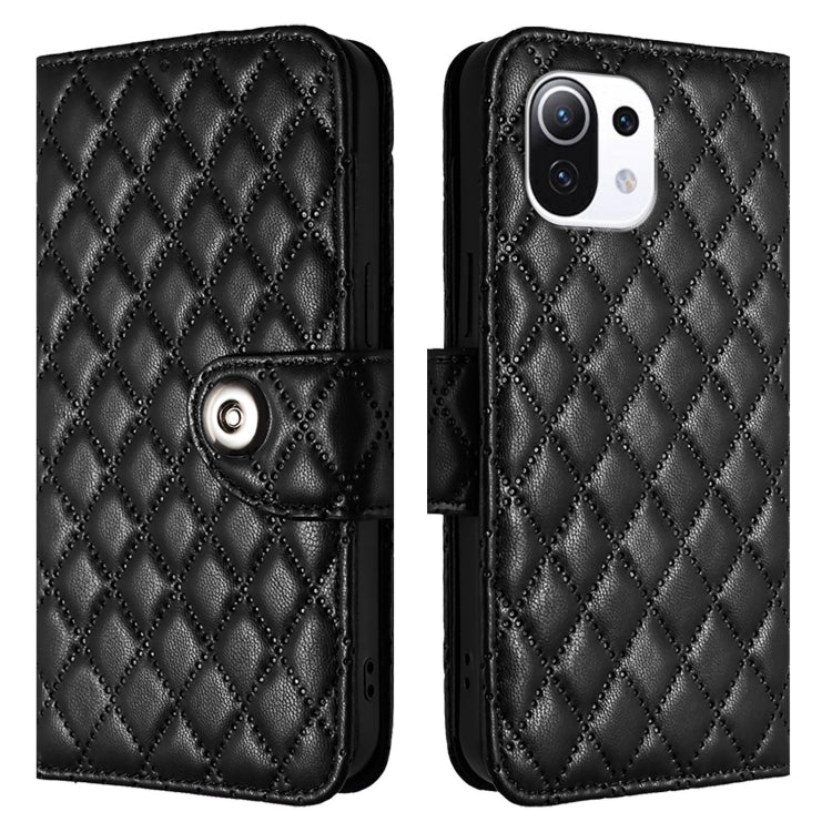 For Xiaomi Mi 11 Lite 4G / 5G Rhombic Texture Flip Leather Phone Case with Lanyard