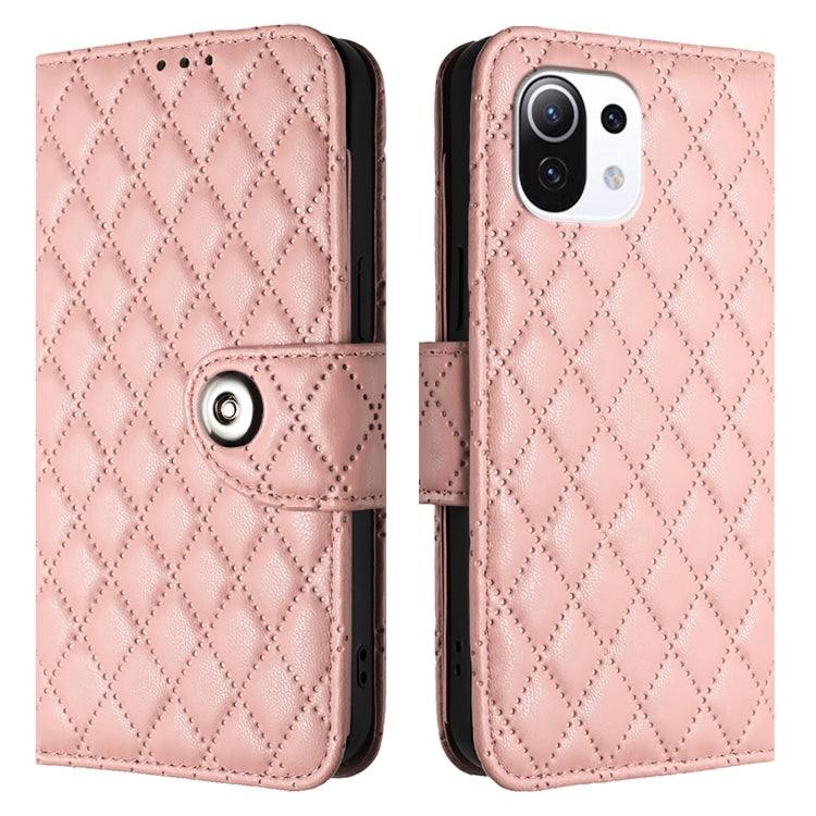 For Xiaomi Mi 11 Lite 4G / 5G Rhombic Texture Flip Leather Phone Case with Lanyard