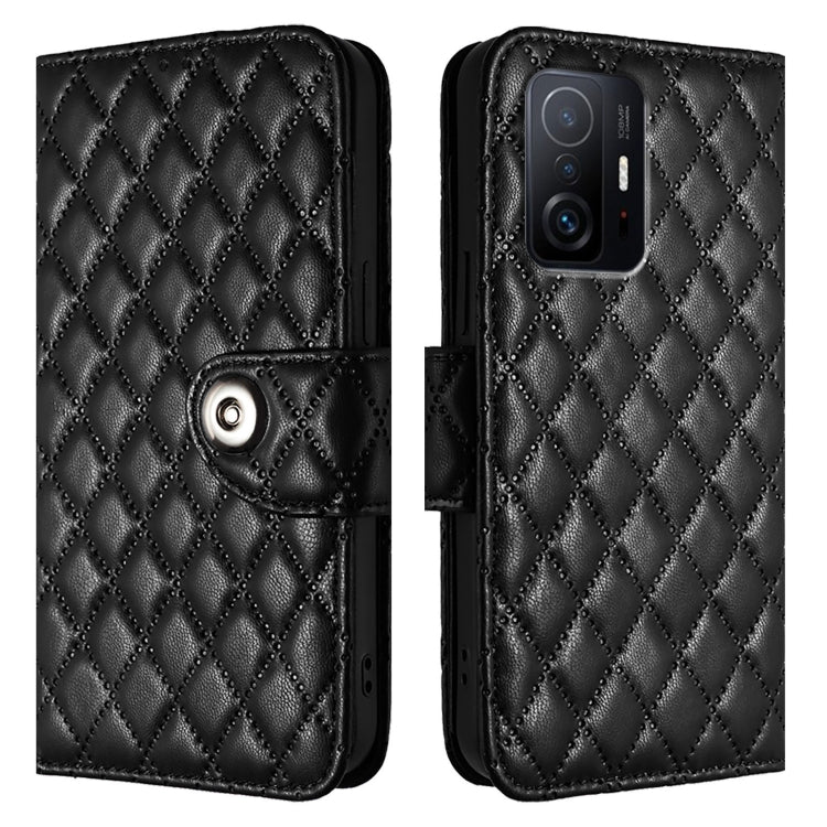 For Xiaomi 11T / 11T Pro Rhombic Texture Flip Leather Phone Case with Lanyard