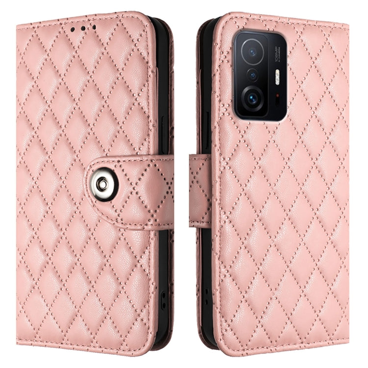 For Xiaomi 11T / 11T Pro Rhombic Texture Flip Leather Phone Case with Lanyard