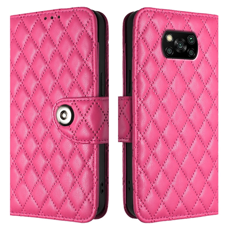 For Xiaomi Poco X3 / X3 NFC / X3 Pro Rhombic Texture Flip Leather Phone Case with Lanyard