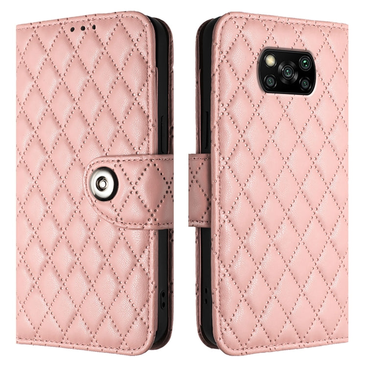 For Xiaomi Poco X3 / X3 NFC / X3 Pro Rhombic Texture Flip Leather Phone Case with Lanyard