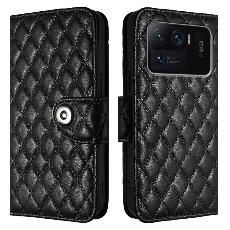 For Xiaomi Mi 11 Ultra Rhombic Texture Flip Leather Phone Case with Lanyard