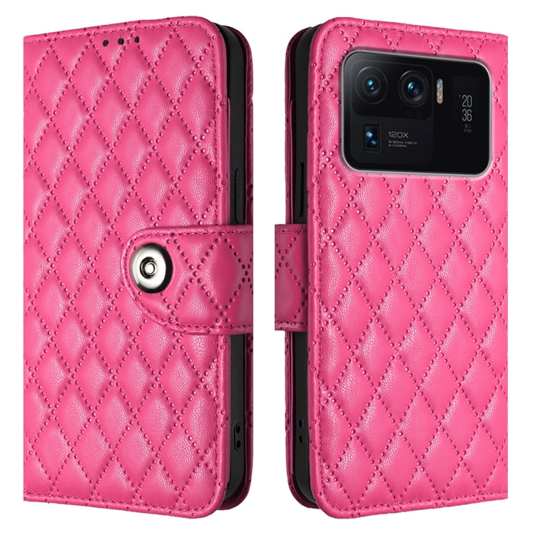 For Xiaomi Mi 11 Ultra Rhombic Texture Flip Leather Phone Case with Lanyard