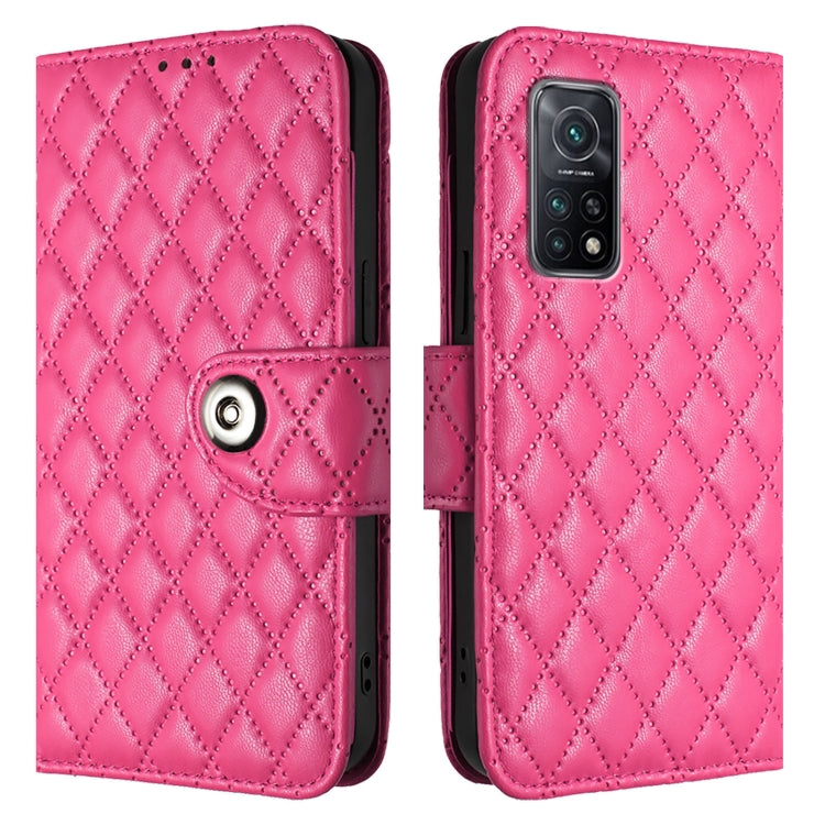 For Xiaomi Mi 10T / 10T Pro 5G Rhombic Texture Flip Leather Phone Case with Lanyard