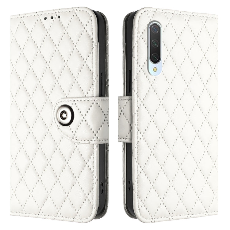 For Xiaomi Mi CC9 / Mi 9 Lite Rhombic Texture Flip Leather Phone Case with Lanyard