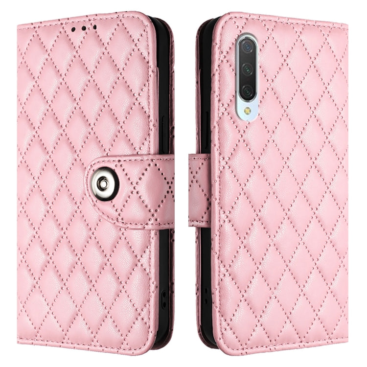For Xiaomi Mi CC9 / Mi 9 Lite Rhombic Texture Flip Leather Phone Case with Lanyard