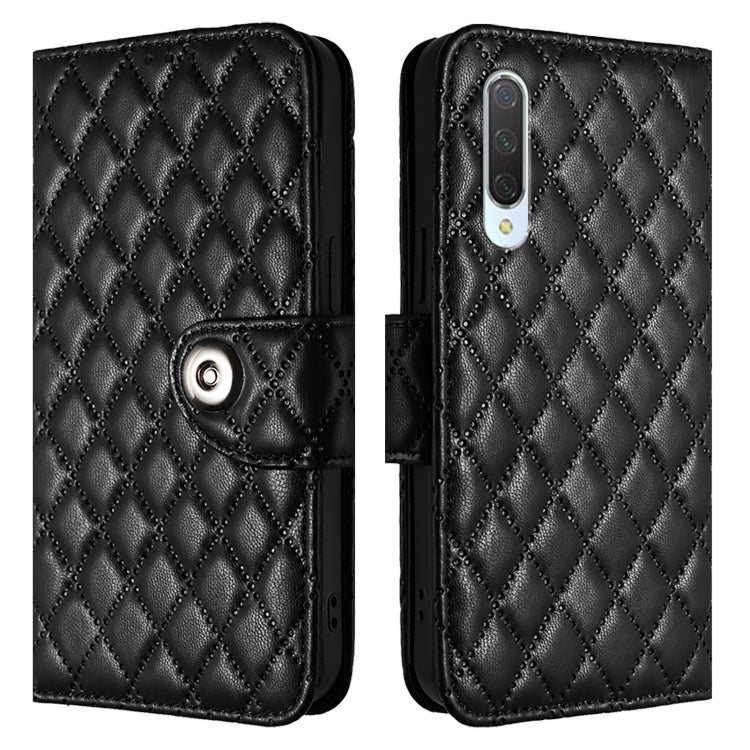 For Xiaomi Mi CC9 / Mi 9 Lite Rhombic Texture Flip Leather Phone Case with Lanyard