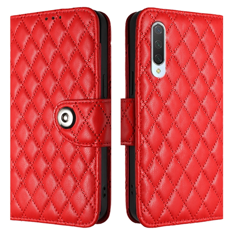 For Xiaomi Mi CC9 / Mi 9 Lite Rhombic Texture Flip Leather Phone Case with Lanyard