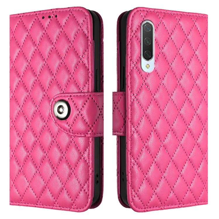For Xiaomi Mi CC9 / Mi 9 Lite Rhombic Texture Flip Leather Phone Case with Lanyard