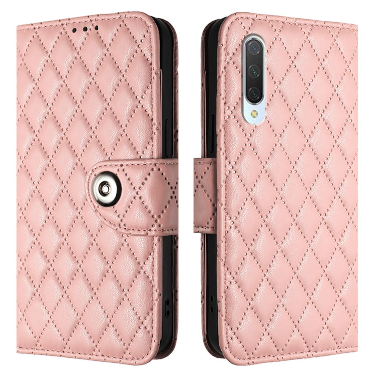 For Xiaomi Mi CC9 / Mi 9 Lite Rhombic Texture Flip Leather Phone Case with Lanyard