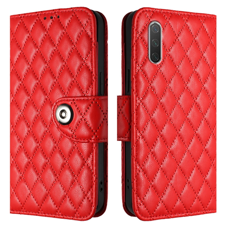 For Xiaomi Mi CC9e / Mi A3 Rhombic Texture Flip Leather Phone Case with Lanyard