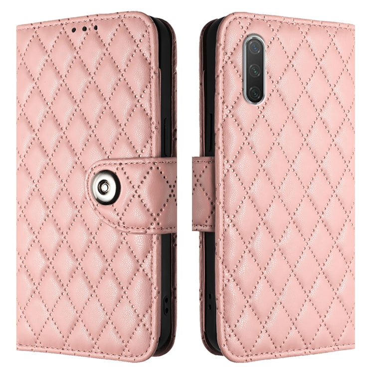 For Xiaomi Mi CC9e / Mi A3 Rhombic Texture Flip Leather Phone Case with Lanyard